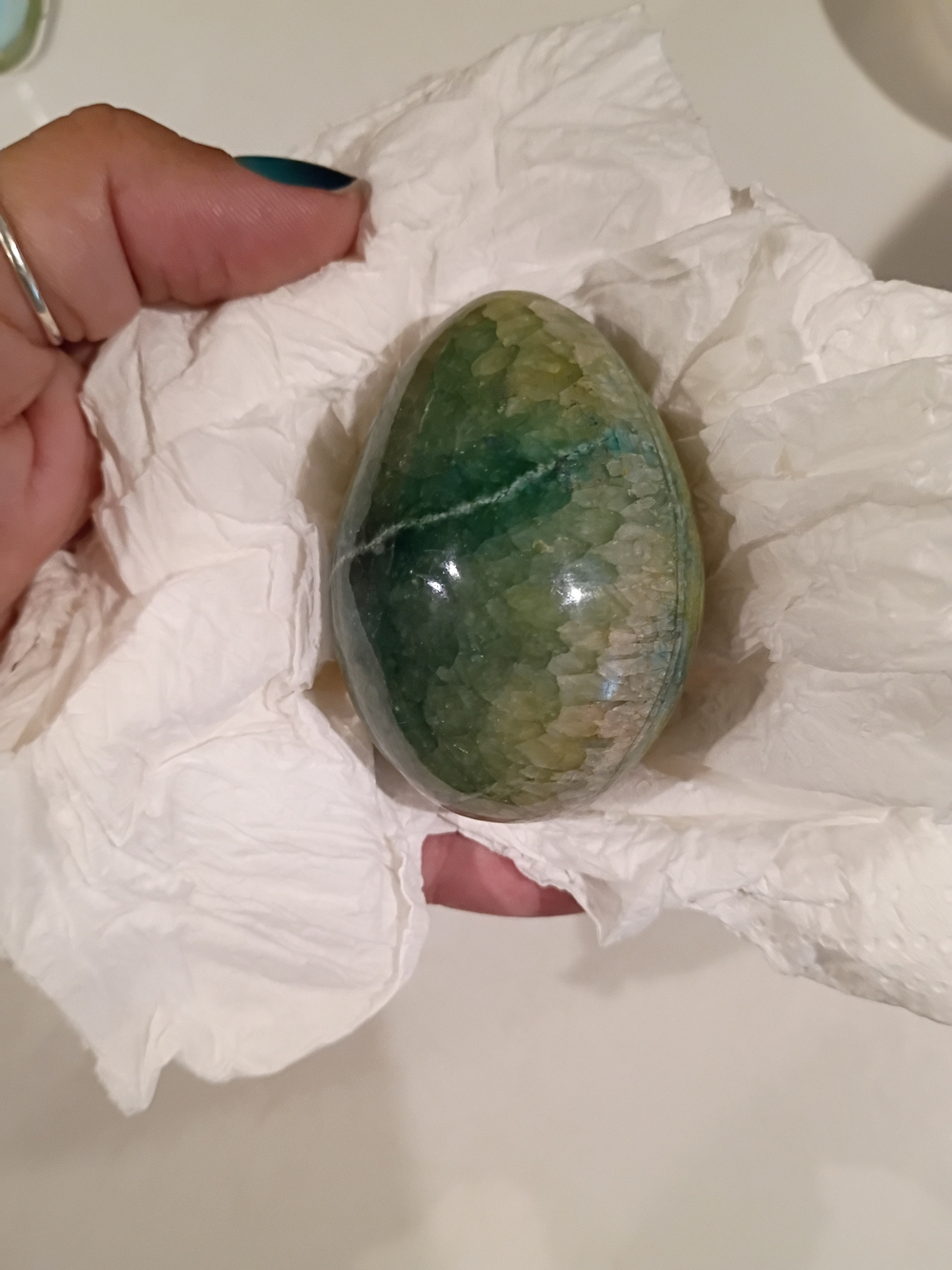 Polished Green Decorative Stone Egg - Home Accent